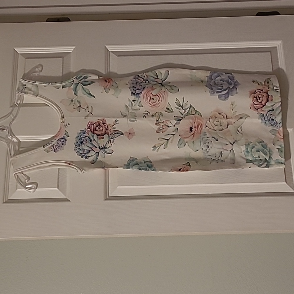 Chroma Tale Succulent Print White Dress Small